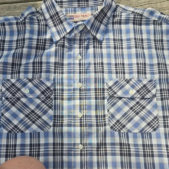 Blue Plaid Long Sleeve Dress Shirt - Picture 3 of 6